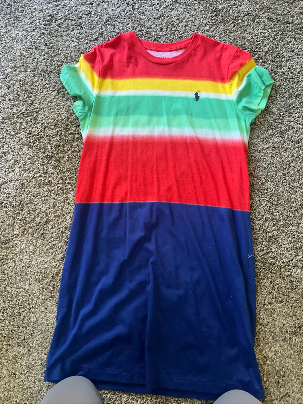 Polo by Ralph Lauren Red Green Navy Striped Short Sleeve Dress